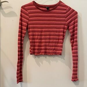 Wild Fable Red Striped Long Sleeve Tee